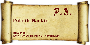 Petrik Martin névjegykártya